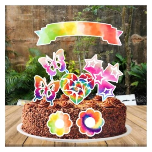 Leve + 13 Arquivo de Corte - Topo de Bolo (tie Dye) 2