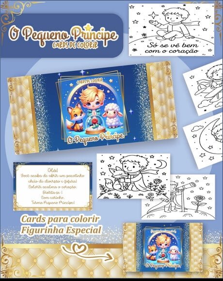 Leve + 13 Arquivo Digital - Cards para Colorir (o Pequeno Príncipe) 1