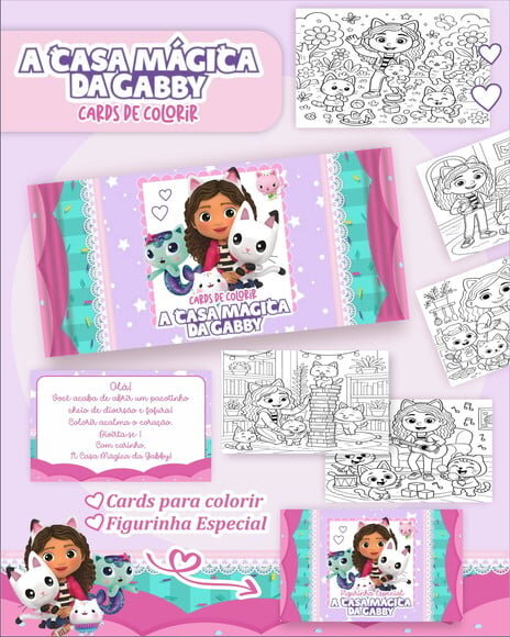 Leve + 13 Arquivo Digital - Cards para Colorir a Casa Mágica da Gaby 1