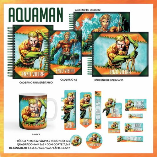 Leve + 13 Arquivo Digital - Etiqueta Escolar (Aquaman) A
