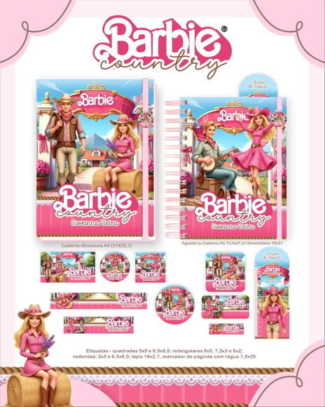 Leve + 13 Arquivo Digital - Etiqueta Escolar (barbie Country) a