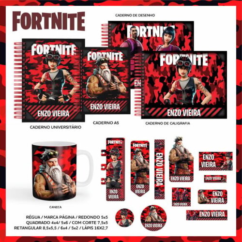 Leve + 13 Arquivo Digital - Etiqueta Escolar (fortnite) c