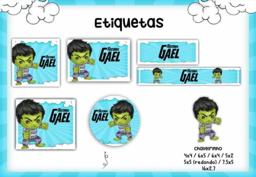 Leve + 13 Arquivo Digital - Etiqueta Escolar (Hulk) B