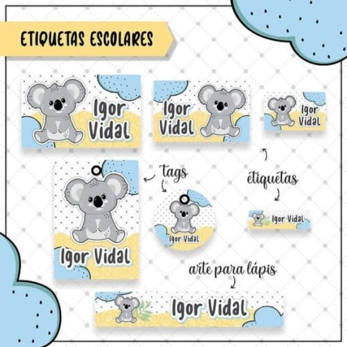 Leve + 13 Arquivo Digital - Etiqueta Escolar (koala) 2