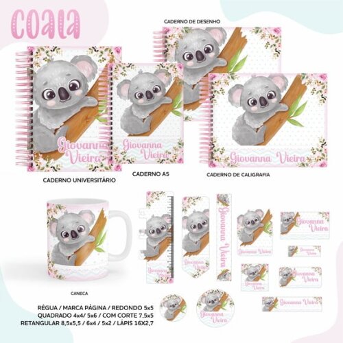 Leve + 13 Arquivo Digital - Etiqueta Escolar (koala) 3