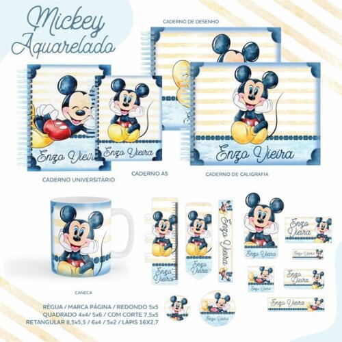 Leve + 13 Arquivo Digital - Etiqueta Escolar (mickey) G