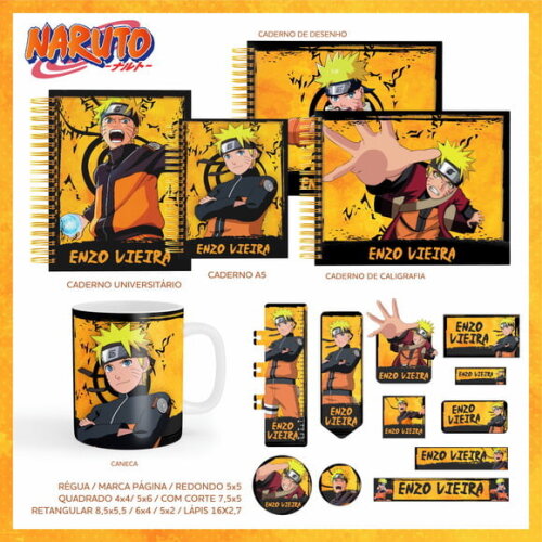 Leve + 13 Arquivo Digital - Etiqueta Escolar (Naruto) B