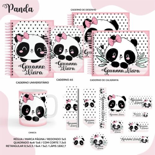 Leve + 13 Arquivo Digital - Etiqueta Escolar (panda) B