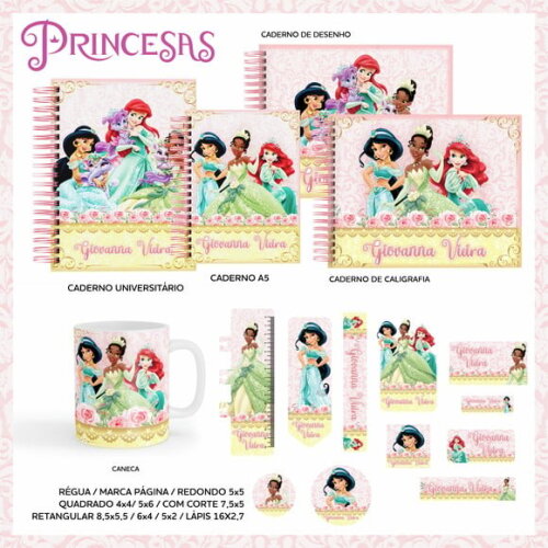 Leve + 13 Arquivo Digital - Etiqueta Escolar (Princesas) D