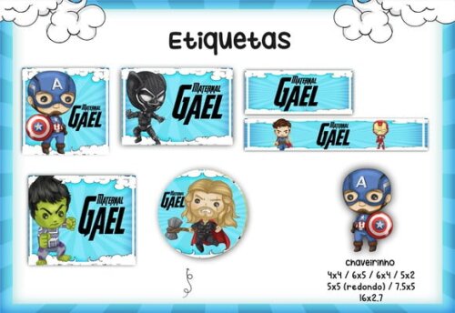 Leve + 13 Arquivo Digital - Etiqueta Escolar (Vingadores) C
