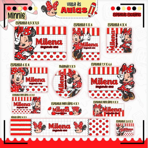 Leve + 13 - Arquivo de Corte - Etiqueta Escolar (minnie) T