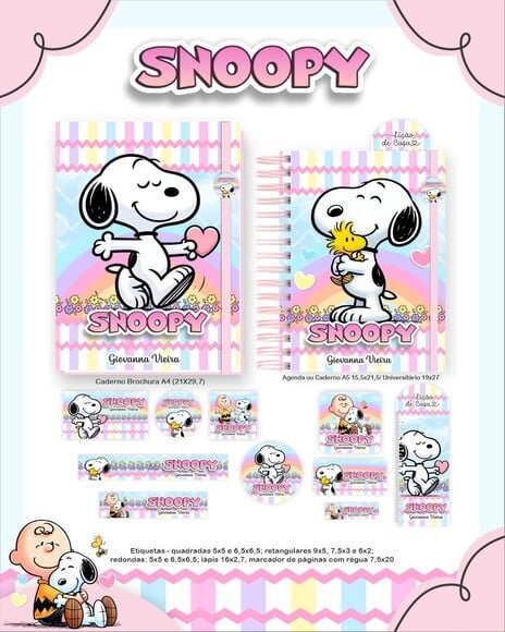 Leve + 13 - Arquivo Digital - Etiqueta Escolar (snoopy) e