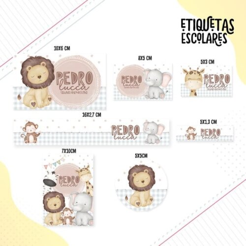 Leve + 13 Arquivo de Corte - Etiqueta Escolar (animais) B