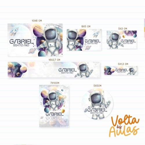 Leve + 13 Arquivo de Corte - Etiqueta Escolar (astronauta) K