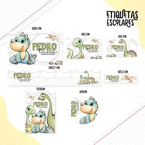 Leve + 13 Arquivo de Corte - Etiqueta Escolar (dino Boy) a