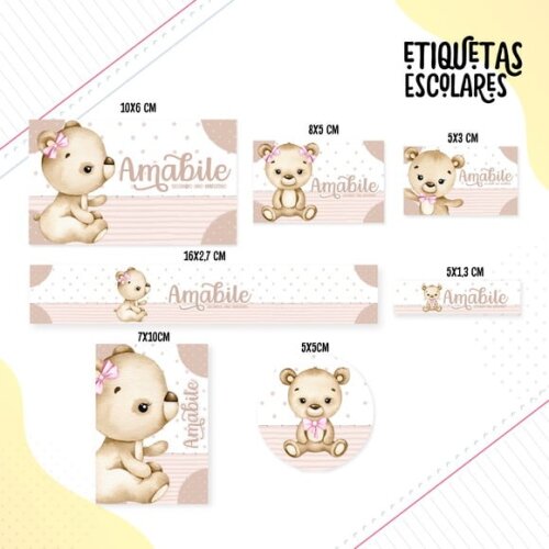 Leve + 13 Arquivo de Corte - Etiqueta Escolar (ursinha) D