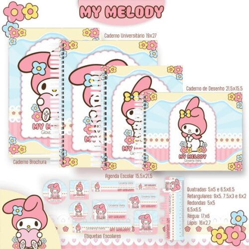 Leve + 13 Arquivo Digital - Etiqueta Escolar (my Melody) a