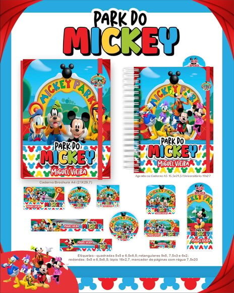 Leve + 13 Arquivo Digital - Etiqueta Escolar (mickey Park) a