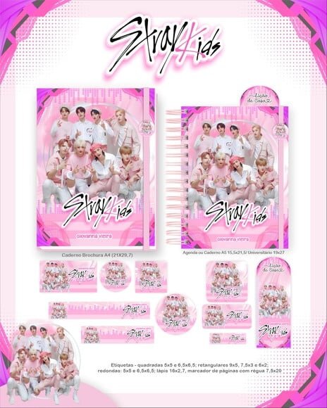 Leve + 13 Arquivo Digital - Etiqueta Escolar (stray Kids) a