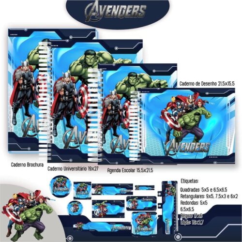 Leve + 13 Arquivo Digital - Etiqueta Escolar (vingadores) I