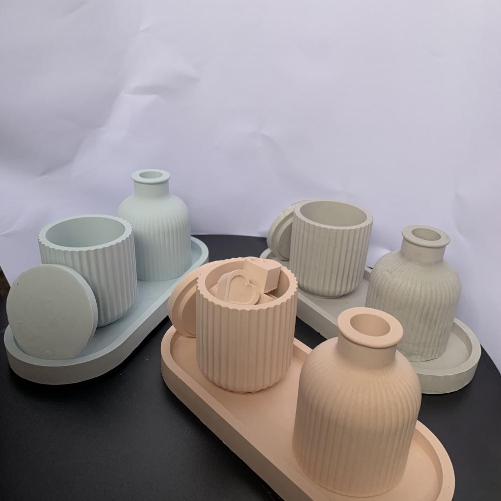 Elegante conjunto Vaso para flores, vela aromática e bandeja ova
