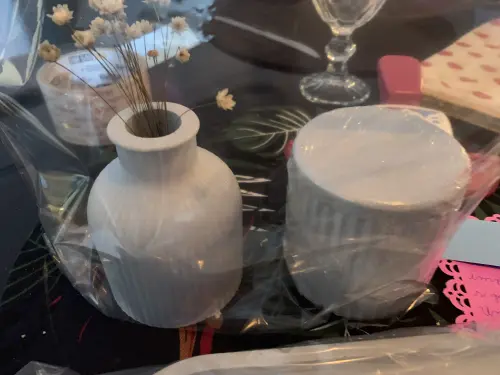Elegante conjunto Vaso para flores, vela aromática e bandeja ova