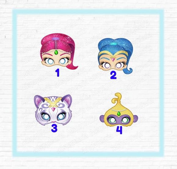 Máscara de papel Shimmer e Shine e amigos
