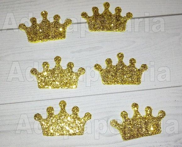 30 Apliques de Eva com Glitter - Coroa - com glitter