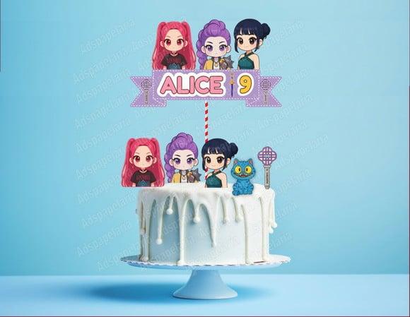 Topo de Bolo Guerreiras do Kpop