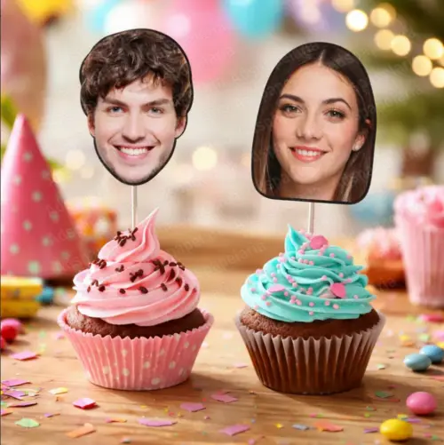 Topper com FOTO noiva e noivo, despedida de solteira, casamento, festas, noivado, para Docinhos, Cupcakes