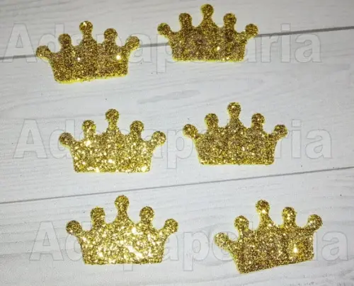 30 Apliques de Eva com Glitter - Coroa - com glitter