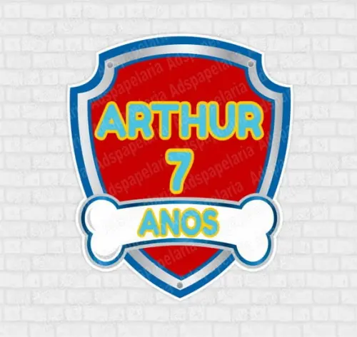 Aplique Escudo Patrulha Canina Vermelho e Azul - 10 cm