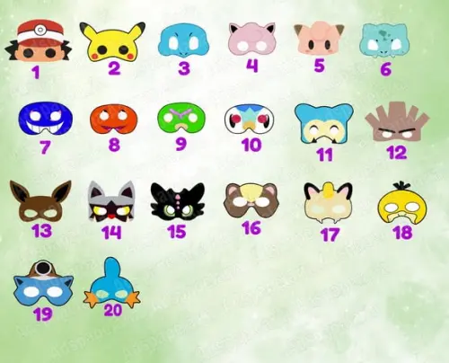 Mascaras de Papel Pokemon
