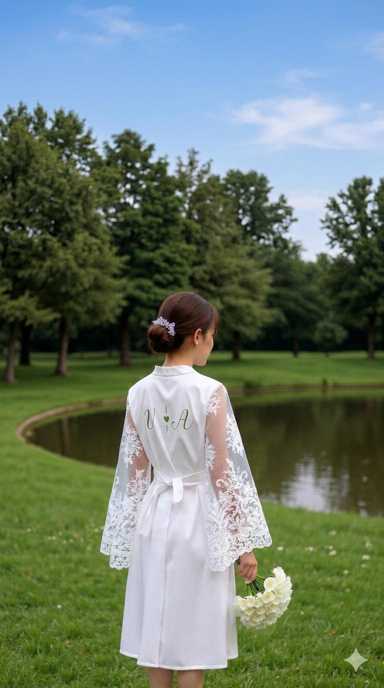 Robe cetim elastano noiva madrinha bordado manga renda