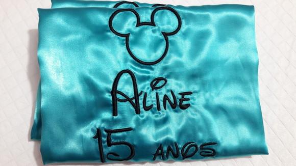01 Robe cetim bordado mickey 15 anos debutante mãe tiffany