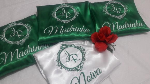01 un Robe roupão hobbe cetim verde noiva brasão madrinha
