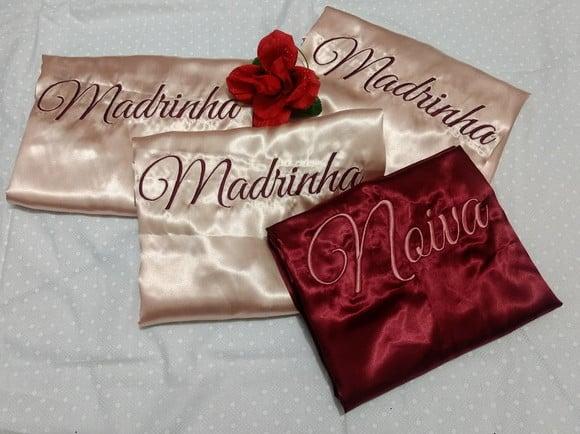 04 Robe Roupão Hobbe Hobby Cetim Noiva Madrinha Rosê Marsala