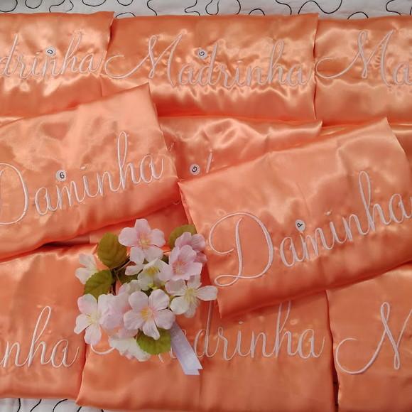 1 robe laranja hobby bordado salmão branco noiva madrinha
