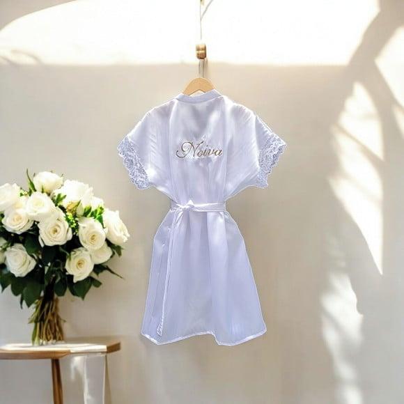 1 Robe Noiva Luxo Cetim Elastano Renda Bordado Personalizado