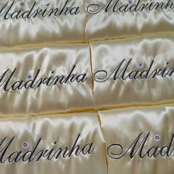 7 Robes Cetim Bordado Noiva Madrinha Hobby Roupão Amarelo