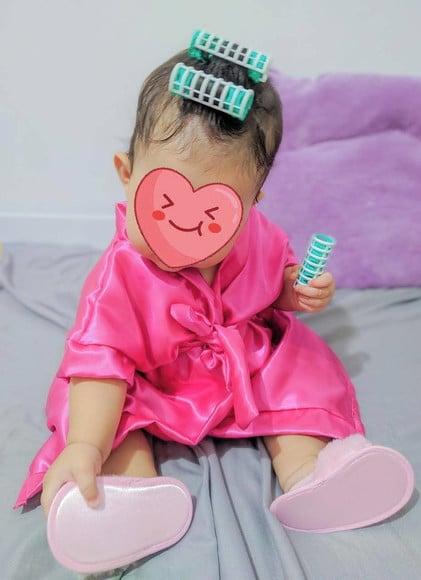 Kit 1 Robes Infantil Cetim Bordado Personalizado