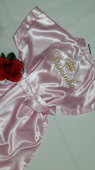 Kit 1 Robes Infantil Cetim Bordado Personalizado