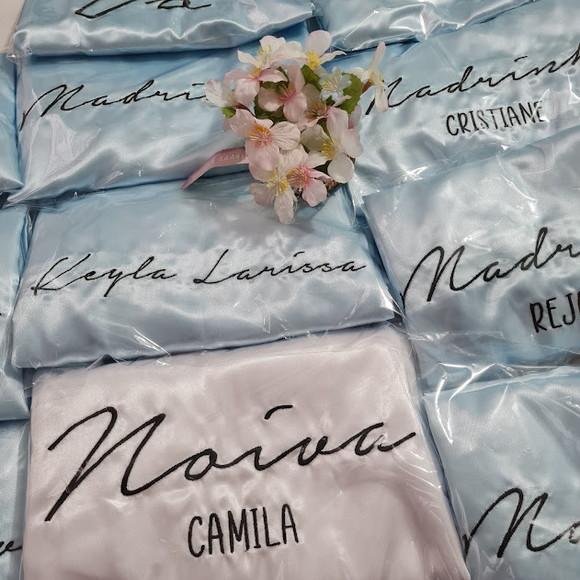 Kit 10 Robes Azul Serenity Convite Madrinha Mãe Noiva