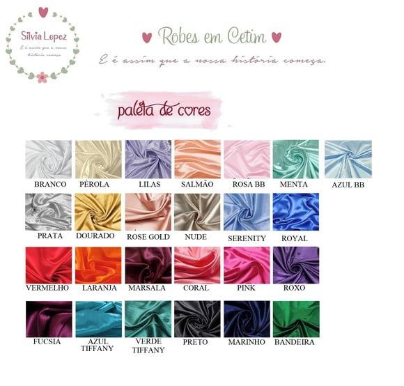 Kit 14 Robe Cetim Bordado Nude Rosê Gold Verde Menta