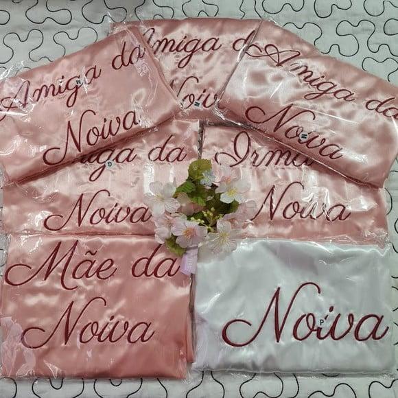 Kit 15 Robes Bordado Noiva Madrinha Hobby Roupão Rosé Gold