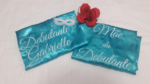 kit 2 Robes cetim bordado debutante máscara e mãe