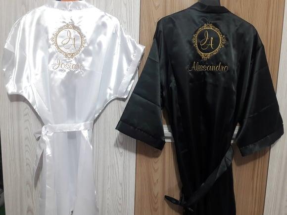 kit 2 roupão robe noiva noivo masculino casamento
