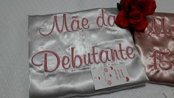 Kit 3 Robes Cetim Bordado Irmã Mãe Debutante Rosa Chá Prata