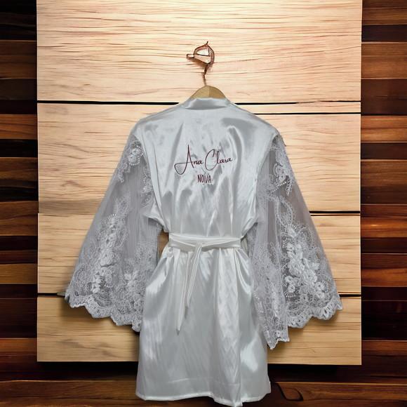 Kit 3 Robes Longo em Cetim Elastano e Renda Personalizado