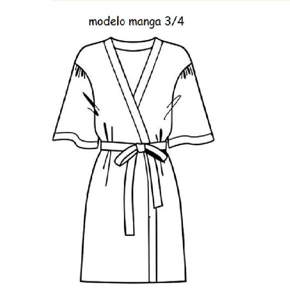 Kit 6 Robes Manga 3/4 Madrinha Convite Bordado